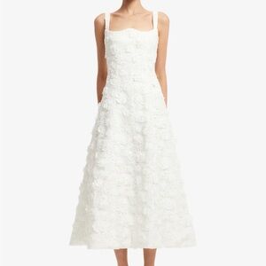 Elegant White Floral Textured Dress